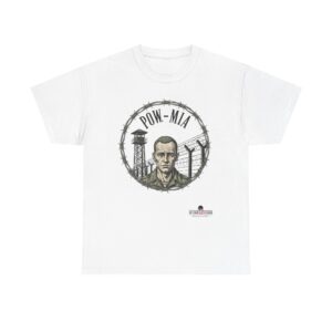 pow mia tribute unisex heavy cotton tee, veterans day shirt, patriotic clothing, military honor tee, remembrance apparel