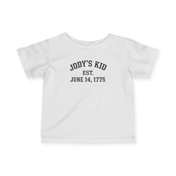jodys kid humor military kids tshirt close baby white shirt black print 14583410932304303874 2048