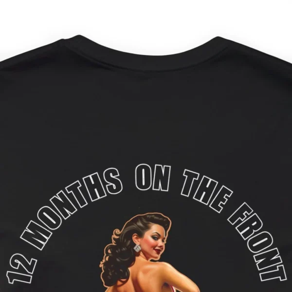 "thinking of the rear" with veteran logo (dark shirt)