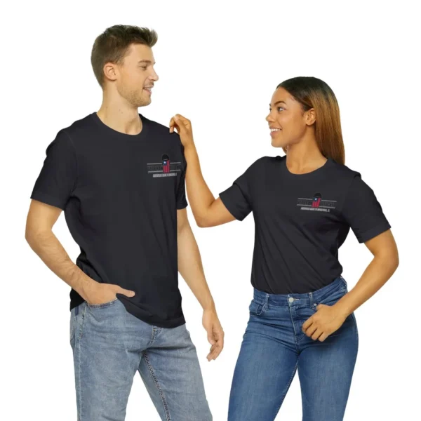 "thinking of the rear" with veteran logo (dark shirt)