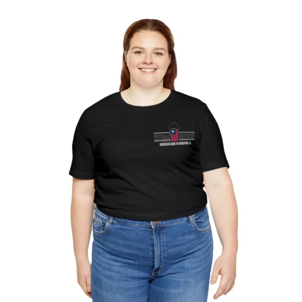 "thinking of the rear" with veteran logo (dark shirt)