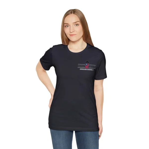 "thinking of the rear" with veteran logo (dark shirt)