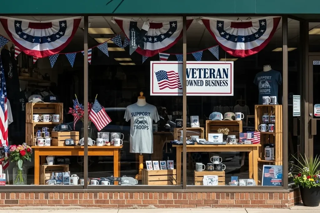 veteran storefront display stock photo